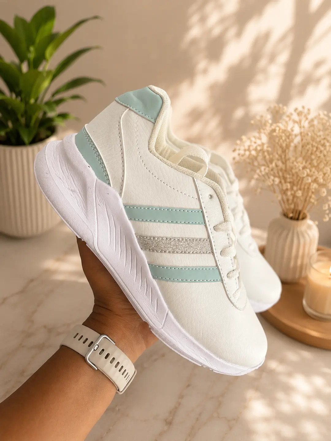 Tenis Blancos Brillo Pastel
