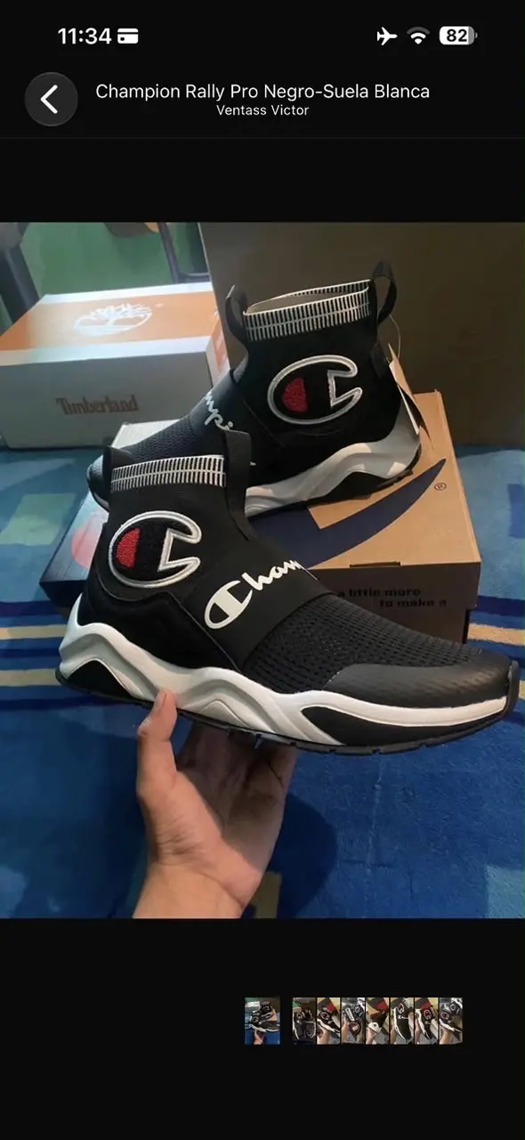 Tenis Champion Rally Pro Negro-Suela Blanca
