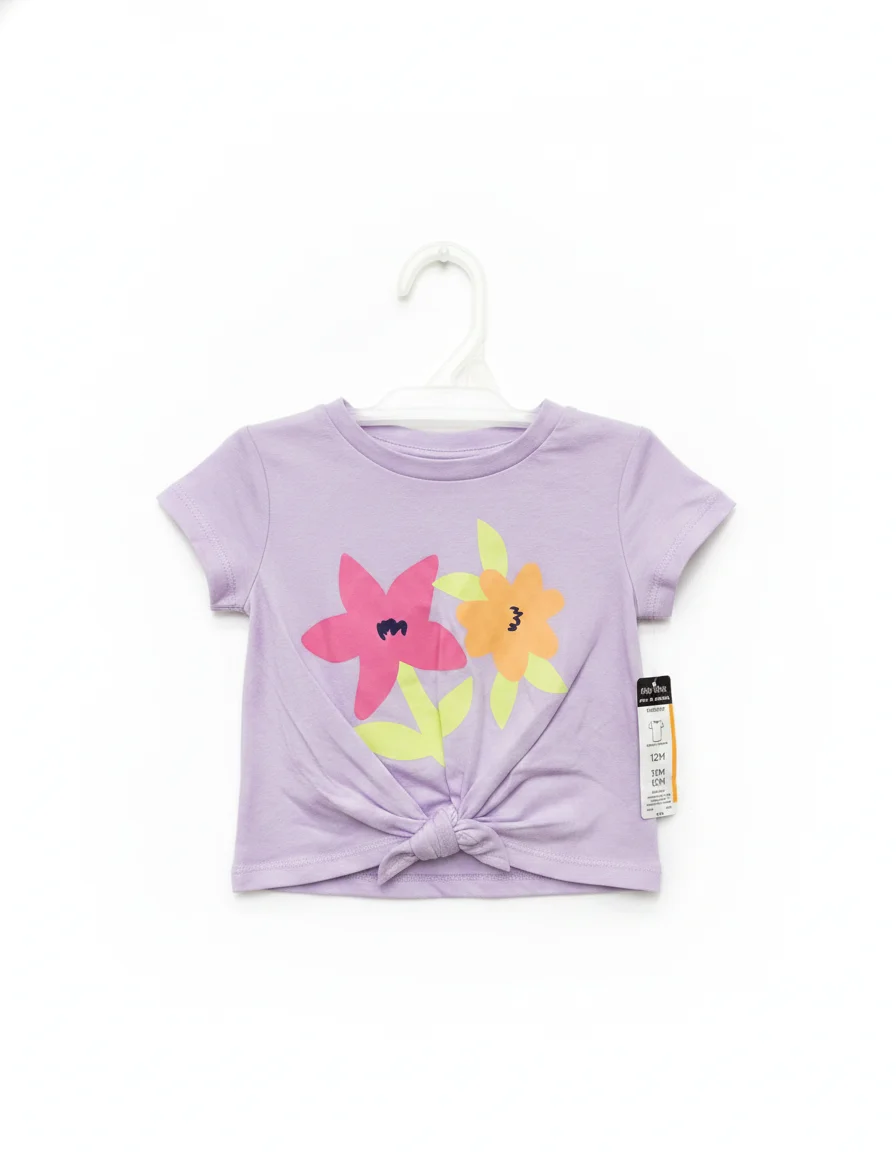 Camiseta Floral Nudo Lila